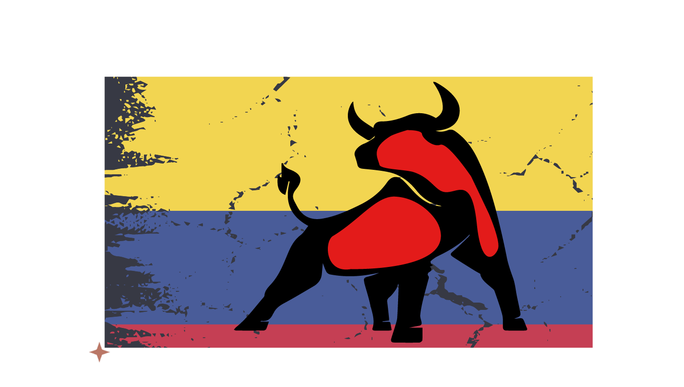 toro con bandera de Colombia