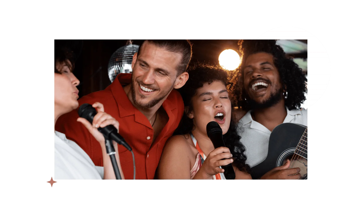 grupo de artistas cantando